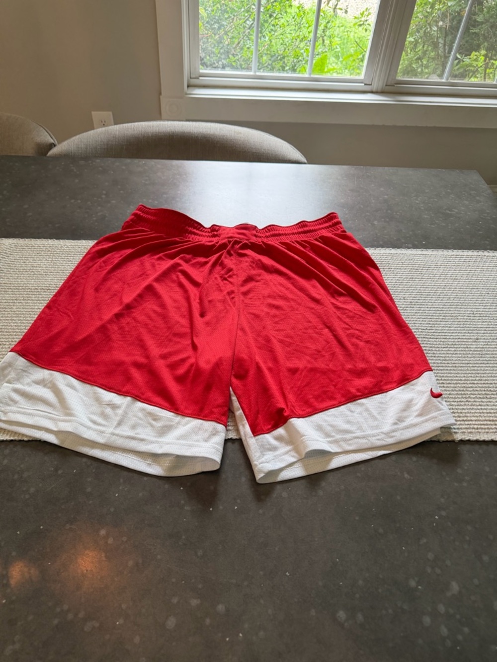 Nike Red Athletic Shorts with White Hem for older children/ teens